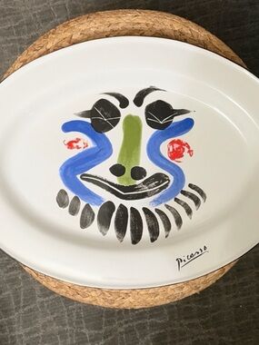 Living Face Picasso Decorative Ceramic Platter with Colorful Face Motif